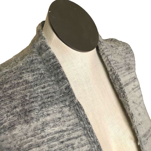 Banana Republic Women’s Open Front Boiled Wool Cardigan PL Marled Heather Gray - Picture 3 of 7